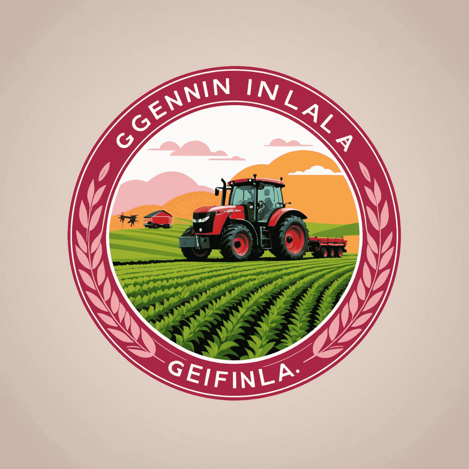 GenFinLa logo - A stylized representation of agricultural supply chain with red and pink elements