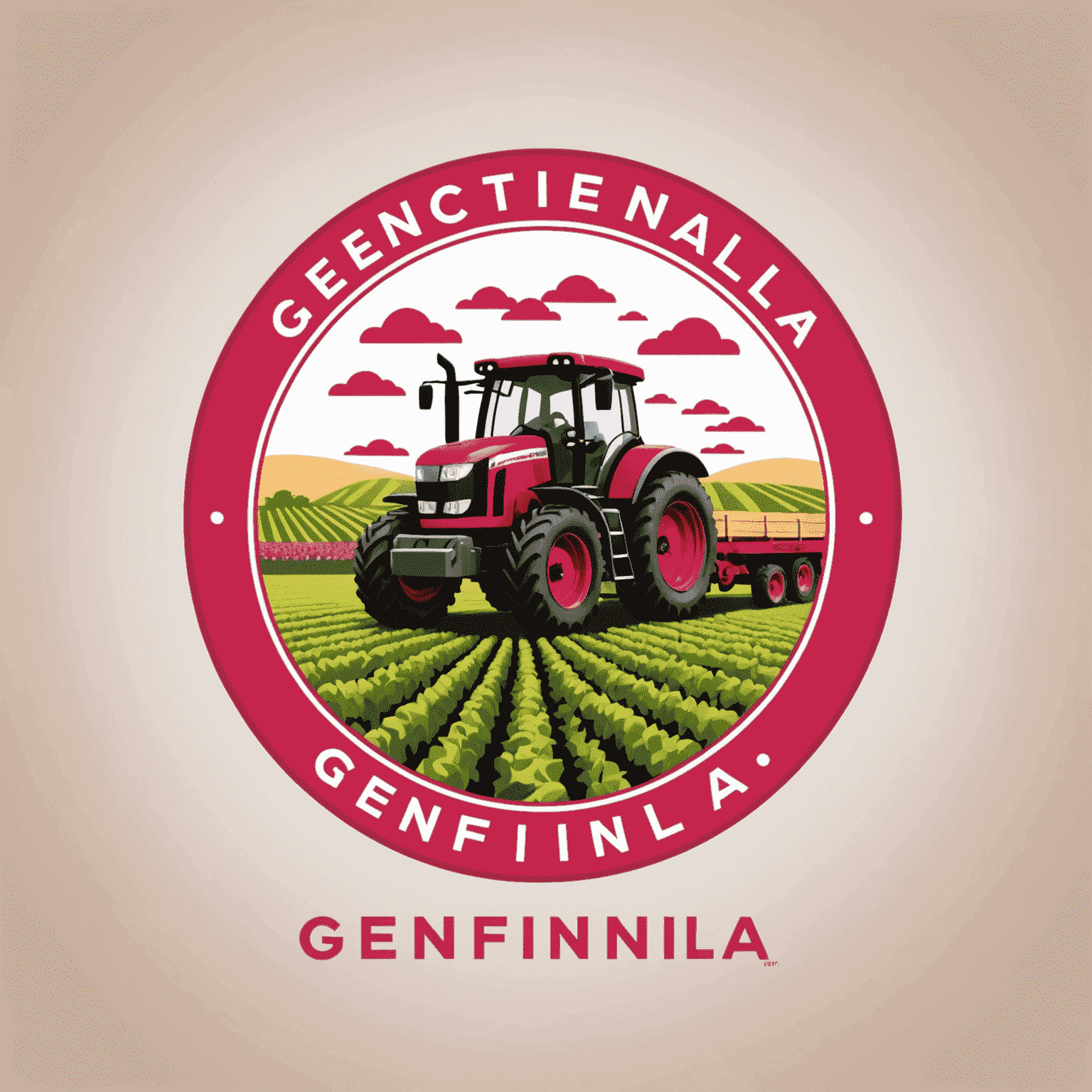 GenFinLa logo - A stylized representation of agricultural supply chain with red and pink elements