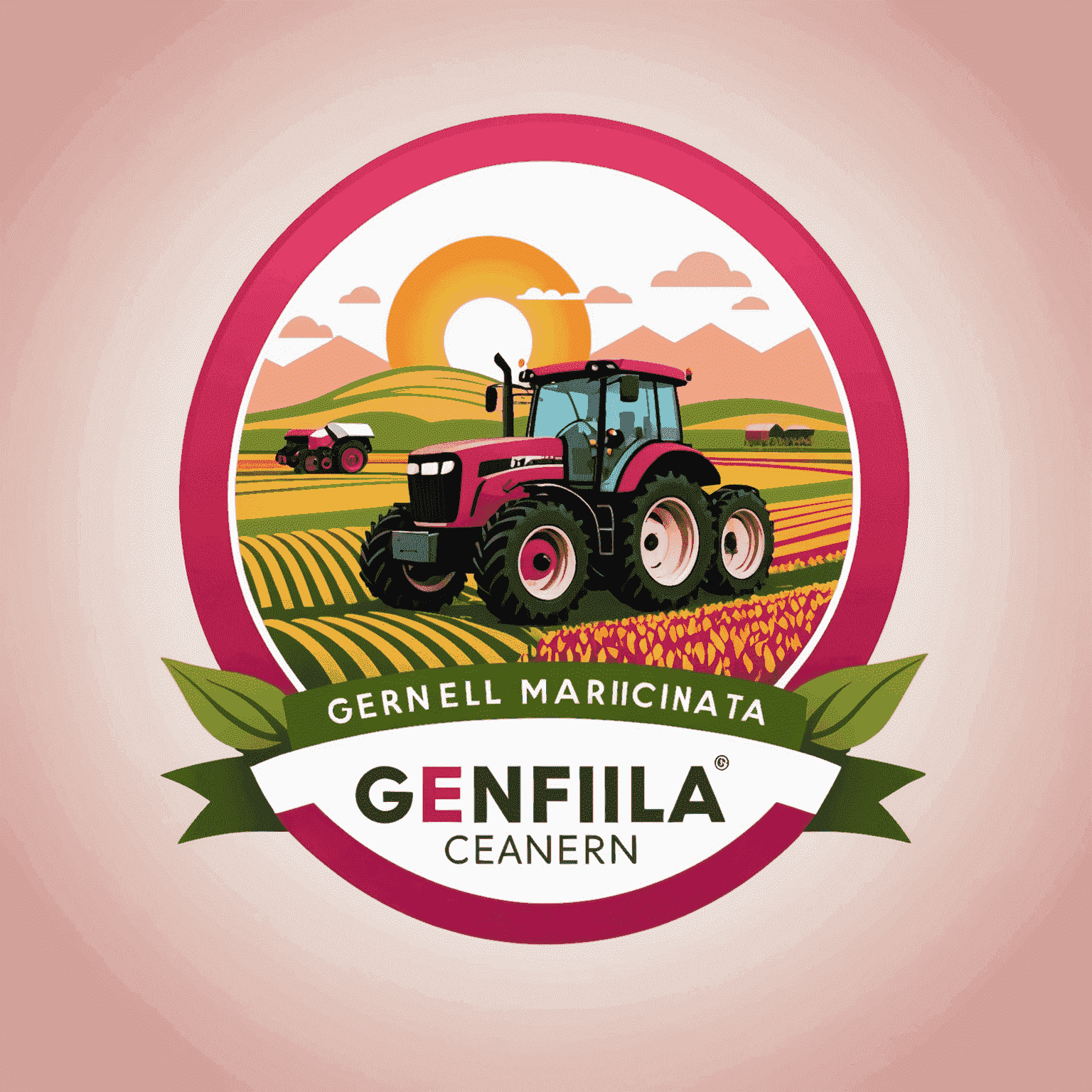 GenFinLa logo - A stylized representation of agricultural supply chain with red and pink elements