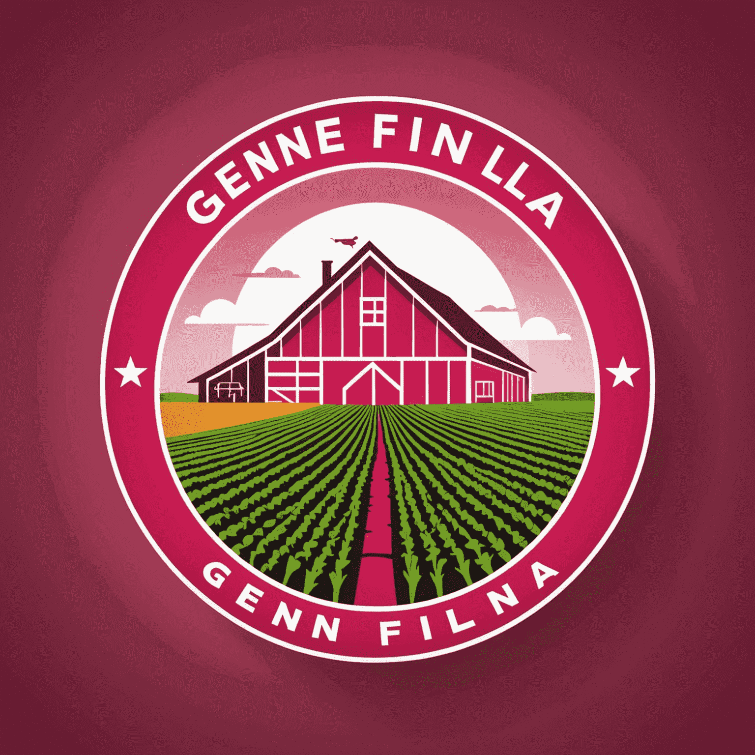 GenFinLa logo - A stylized representation of agricultural supply chain with red and pink elements