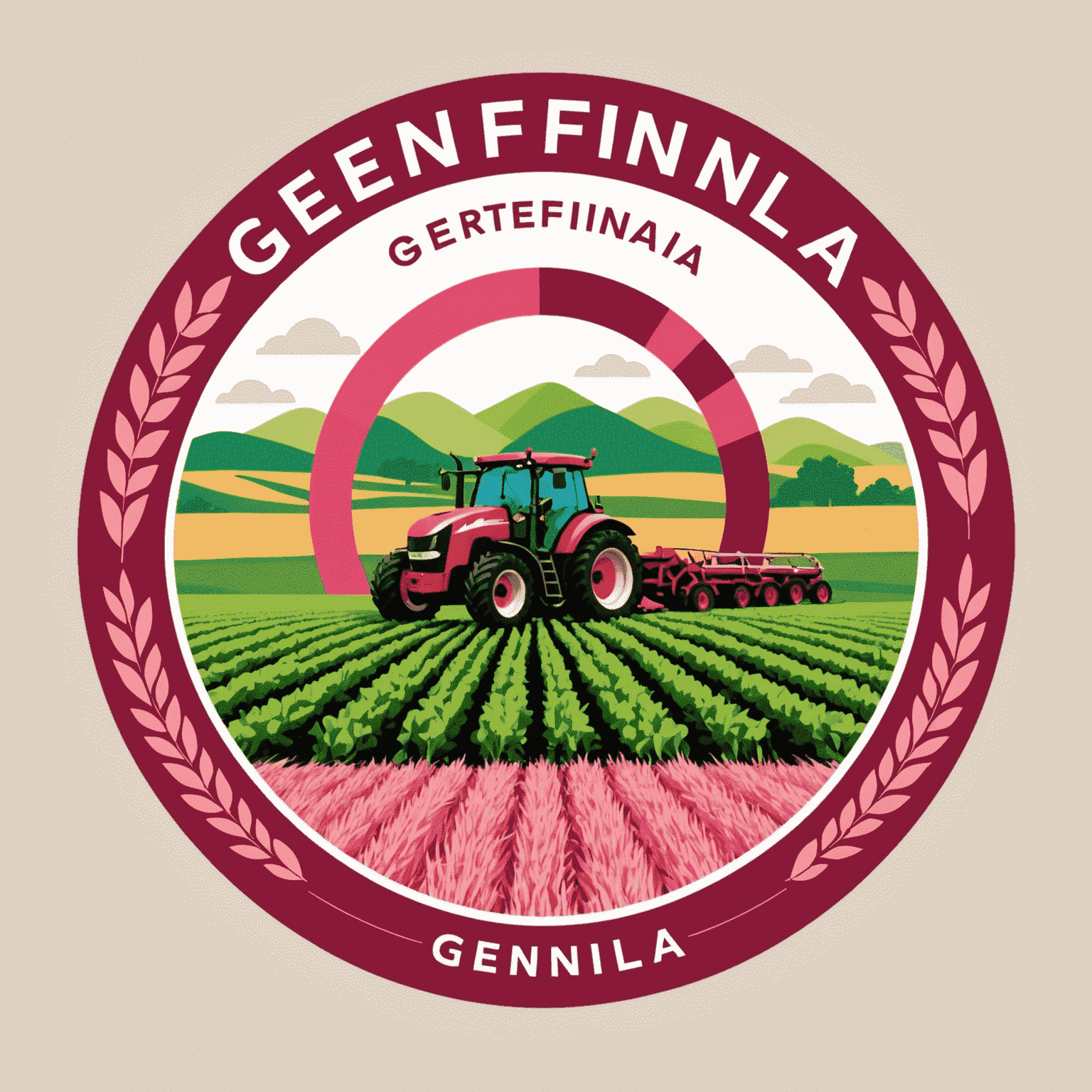 GenFinLa logo - A stylized representation of agricultural supply chain with red and pink elements