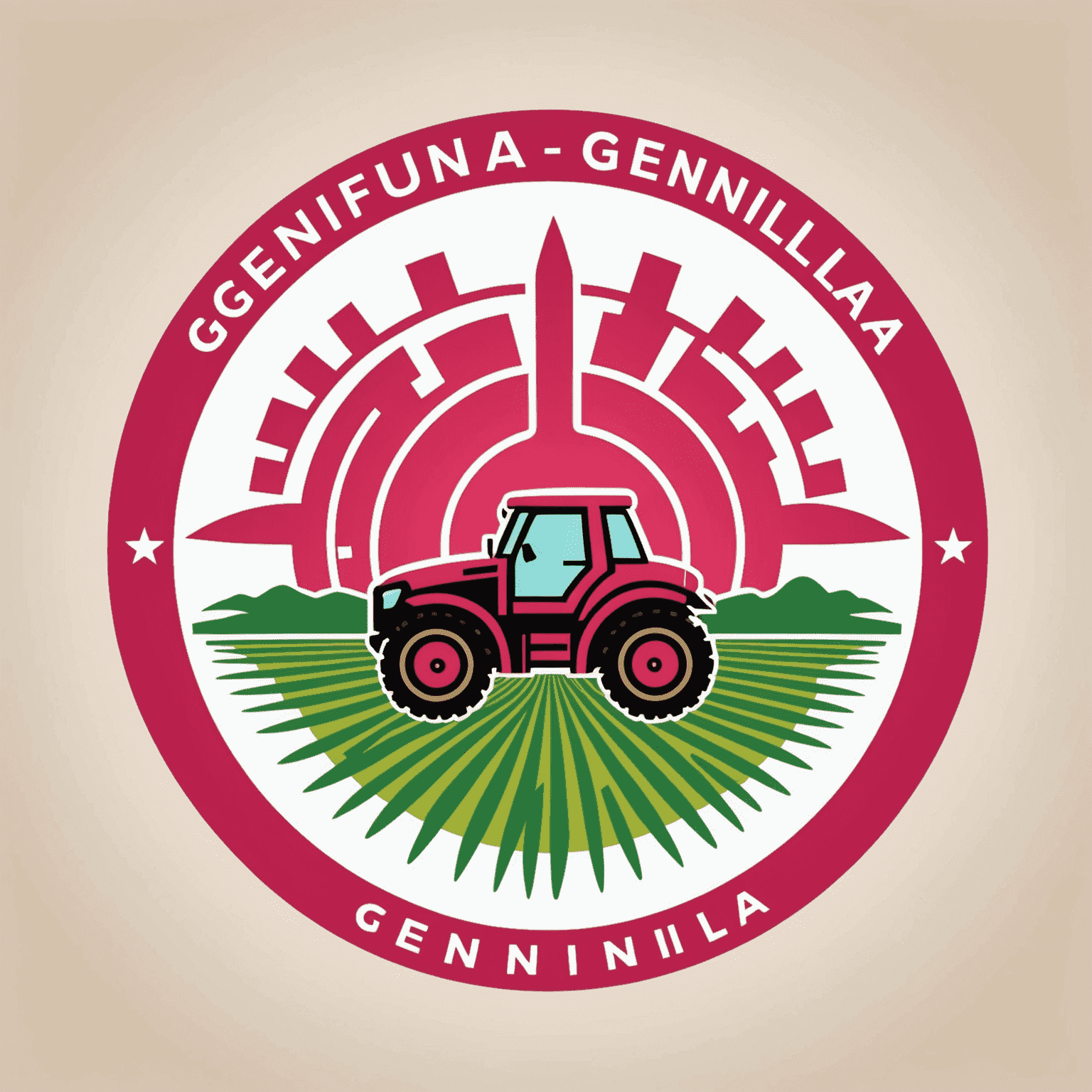 GenFinLa logo - A stylized representation of agricultural supply chain with red and pink elements