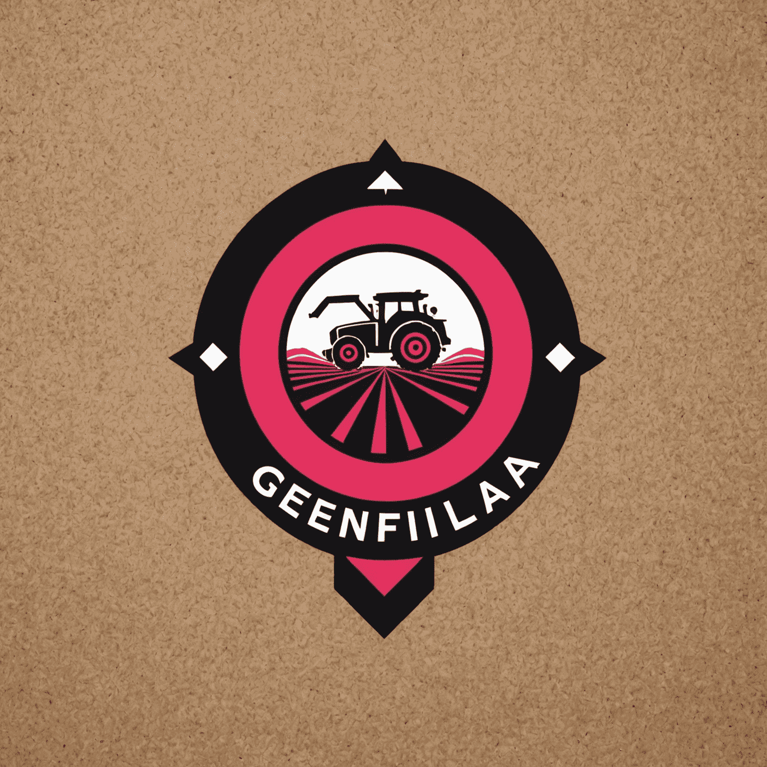 GenFinLa logo - A stylized representation of agricultural supply chain with red and pink elements