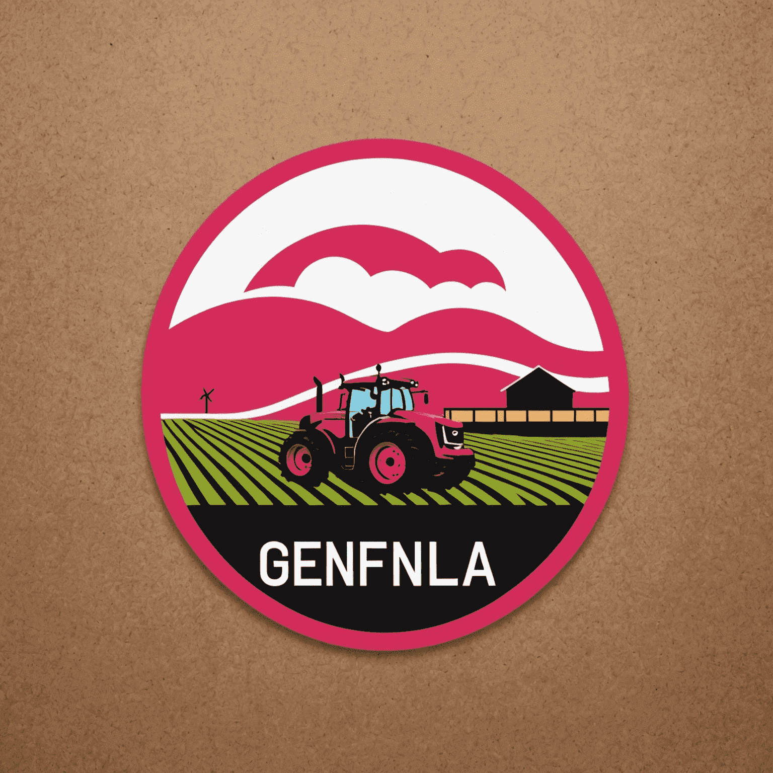 GenFinLa logo - A stylized representation of agricultural supply chain with red and pink elements