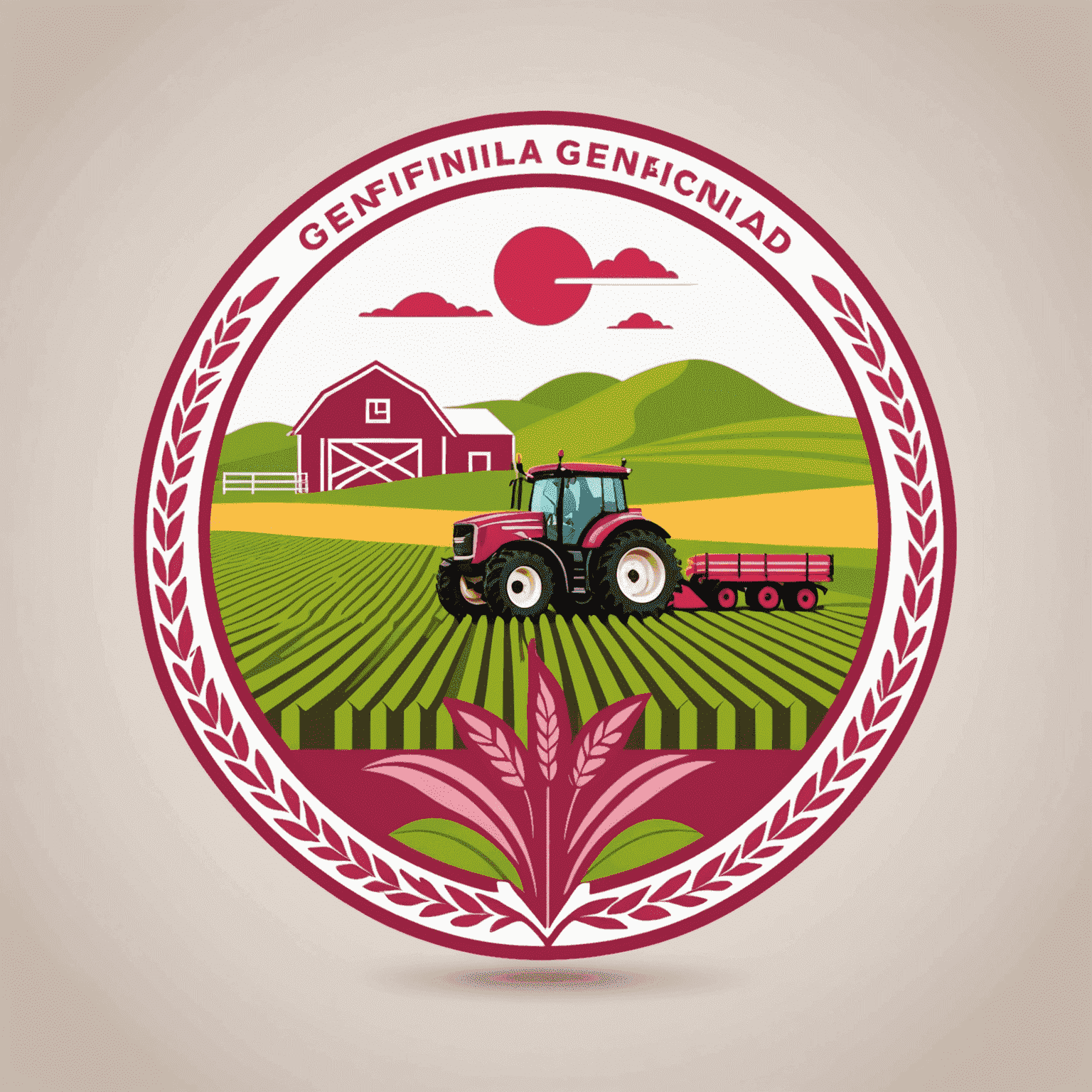 GenFinLa logo - A stylized representation of agricultural supply chain with red and pink elements