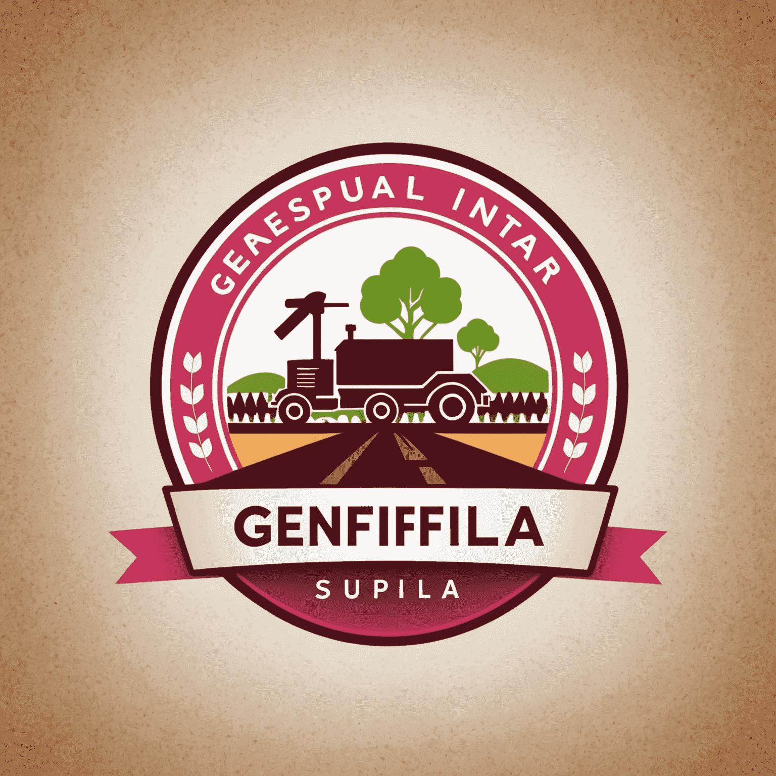 GenFinLa logo - A stylized representation of agricultural supply chain with red and pink elements