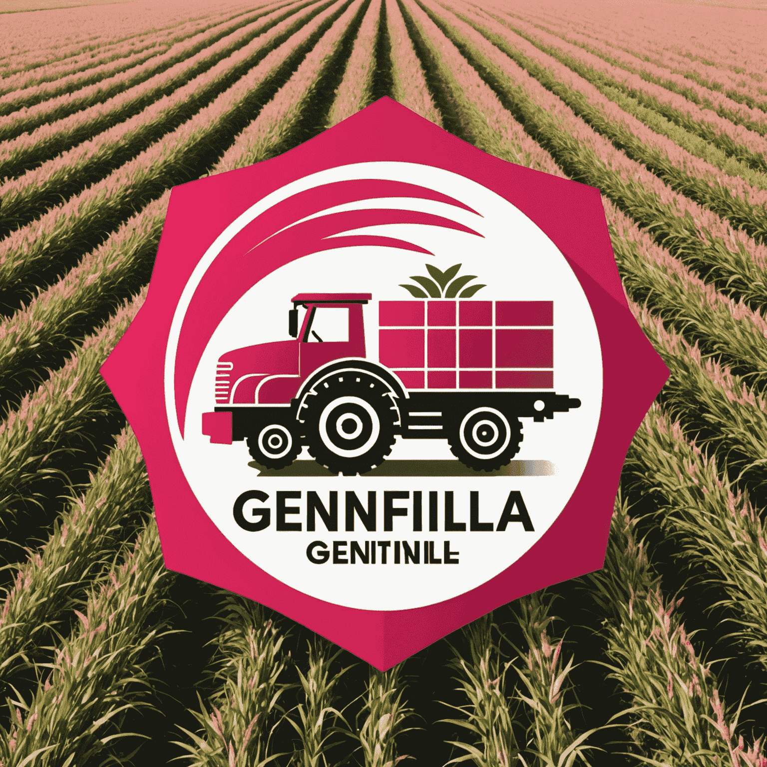 GenFinLa logo - A stylized representation of agricultural supply chain with red and pink elements