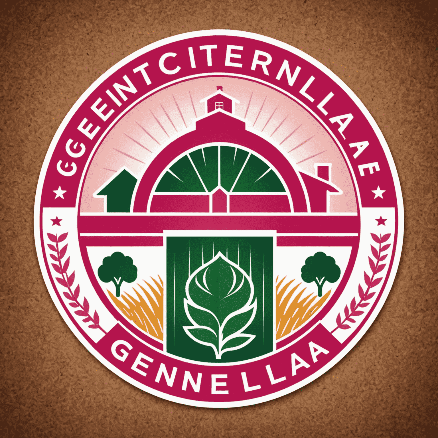 GenFinLa logo - A stylized representation of agricultural supply chain with red and pink elements