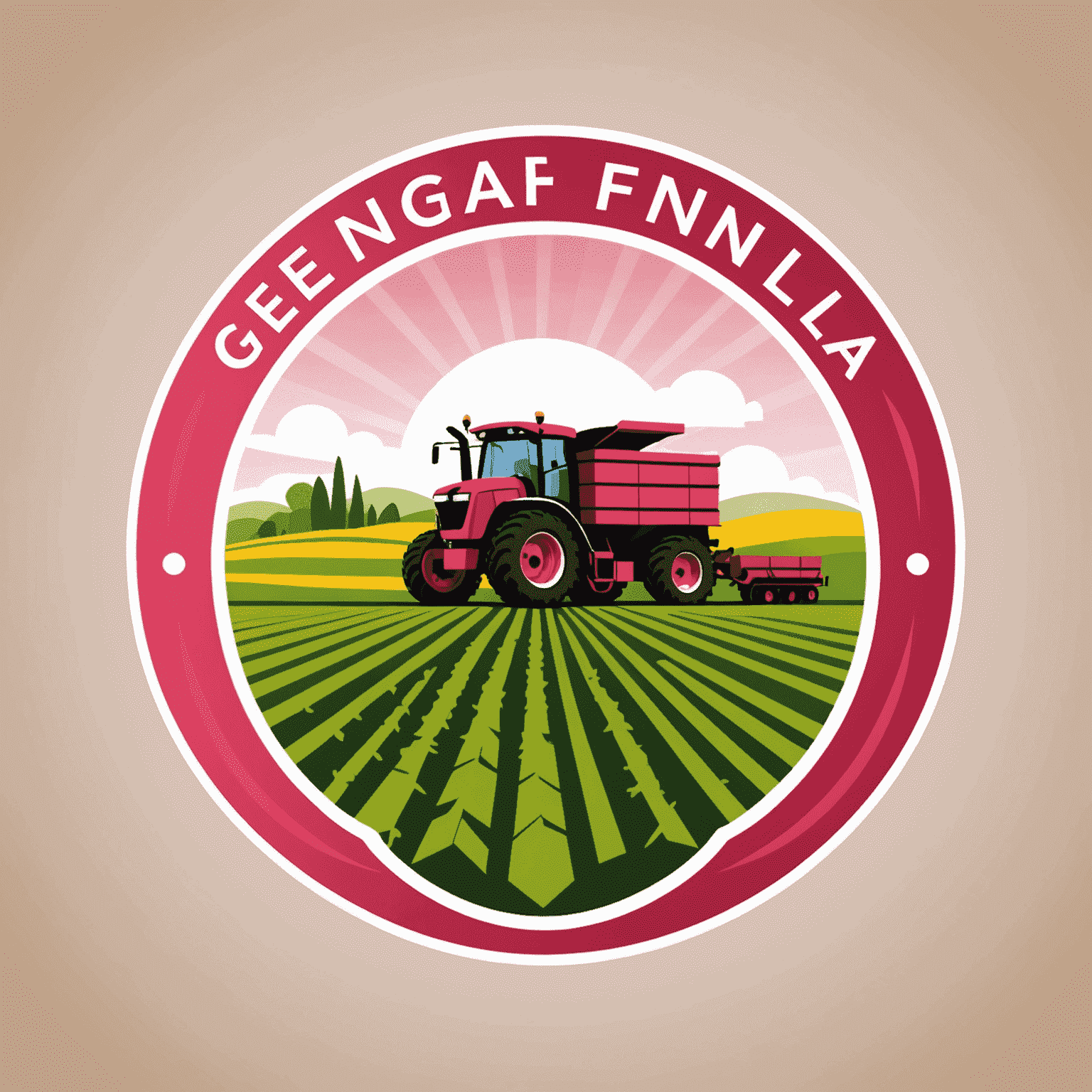 GenFinLa logo - A stylized representation of agricultural supply chain with red and pink elements