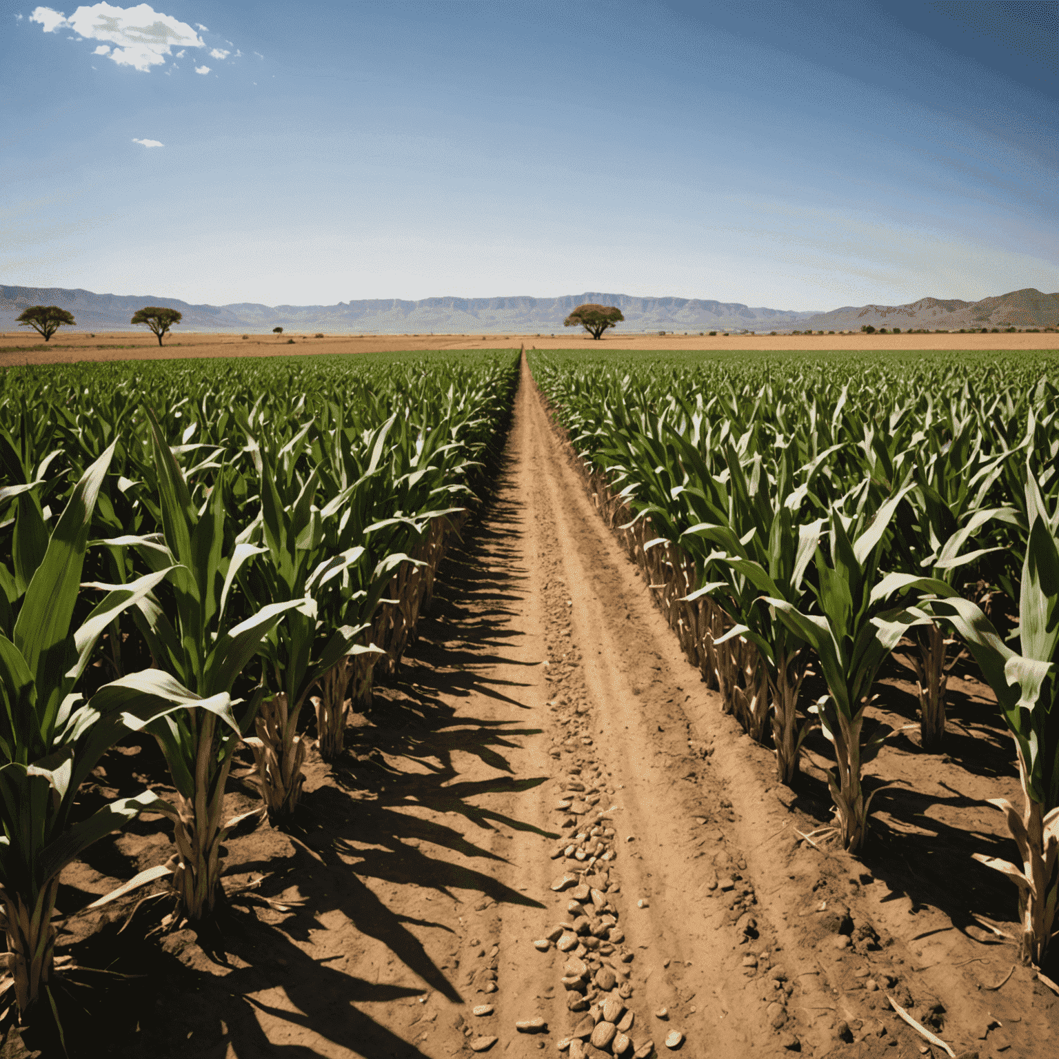 Comparison of healthy and drought-affected maize crops in South African fields